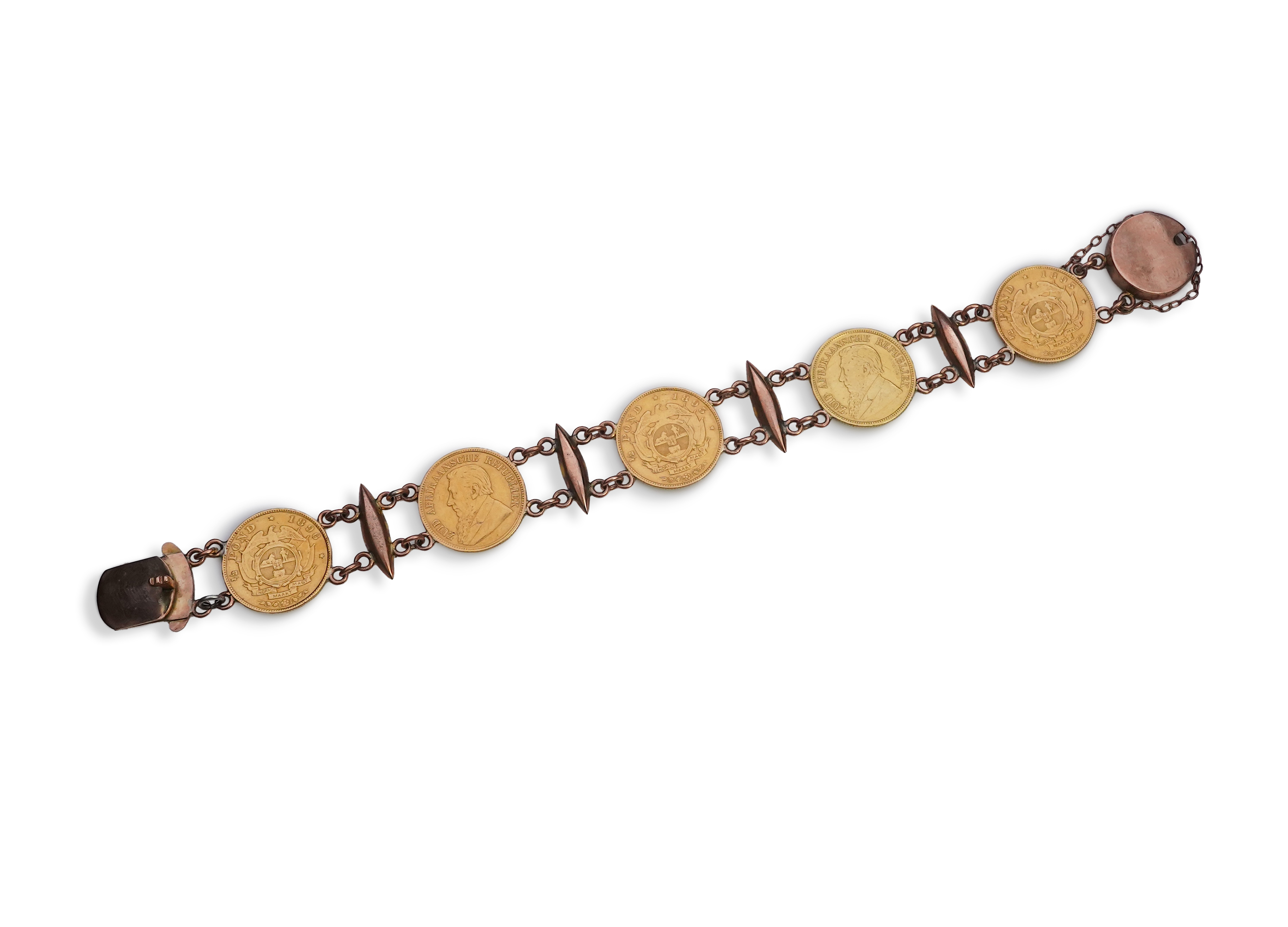 A late 19th century gold coin bracelet